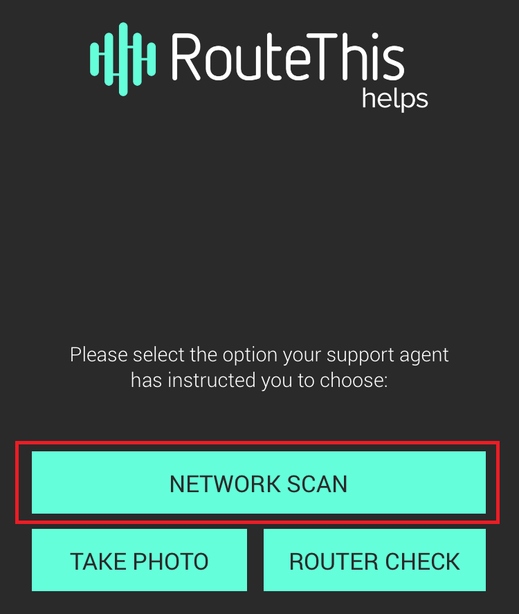 Network scan button in RouteThis app