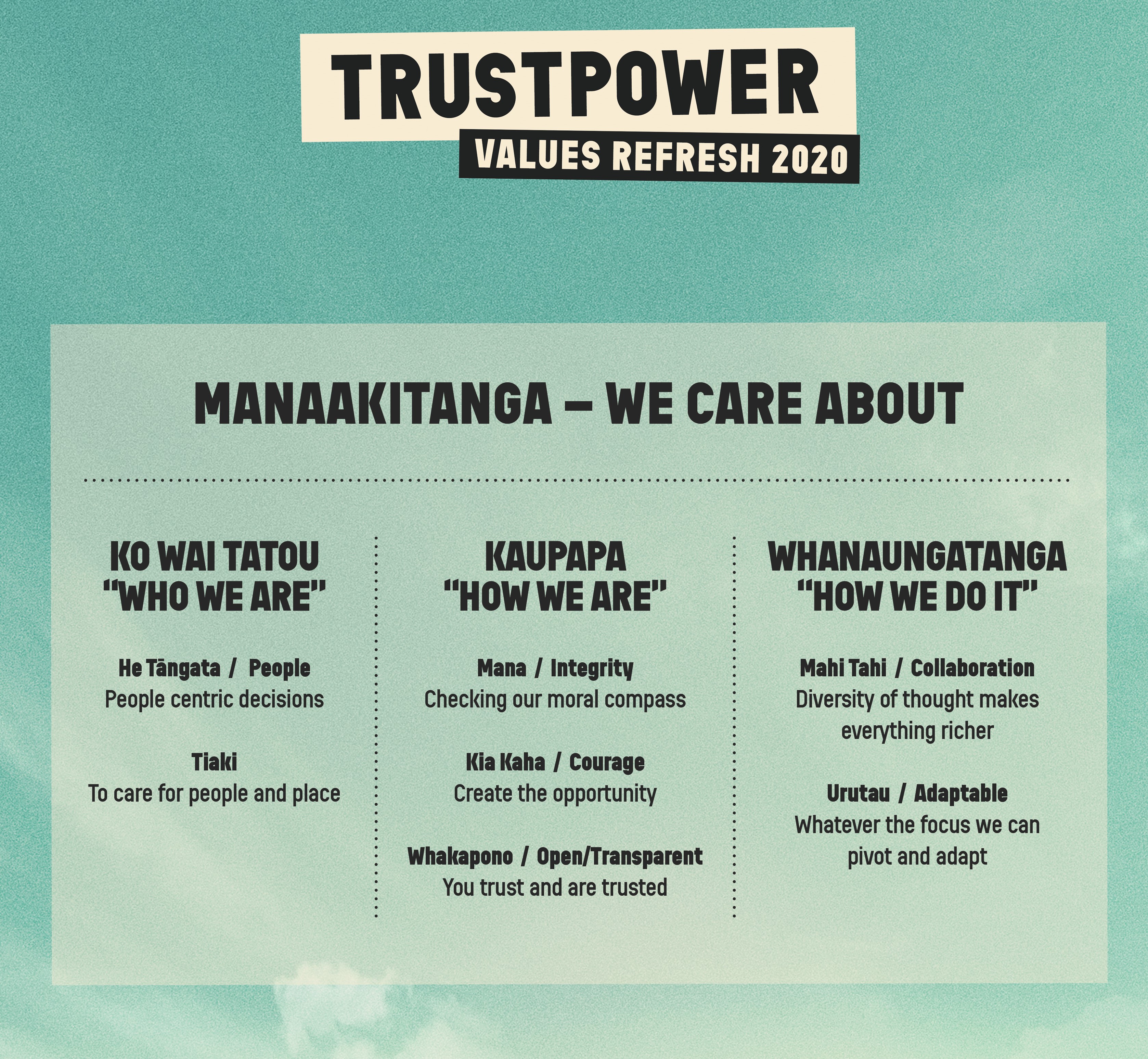 Trustpower values and kaleidoscope